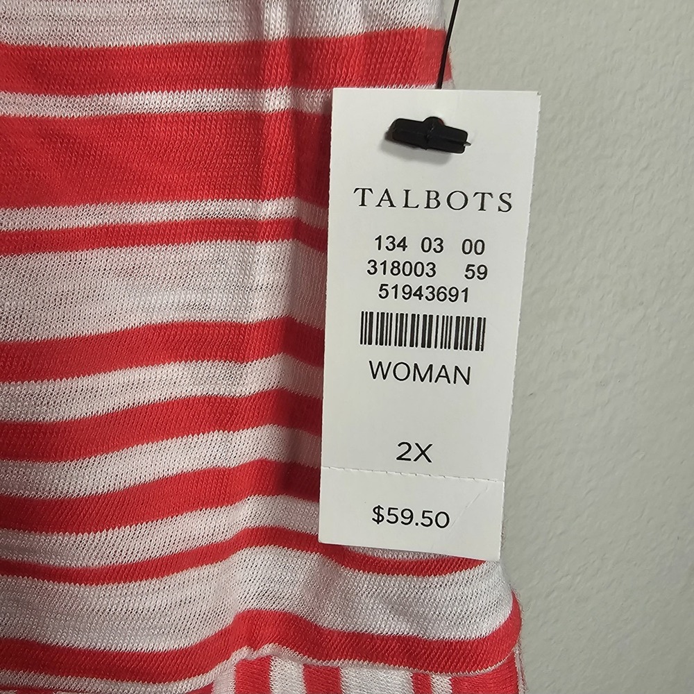 Talbots Womens Top Size 2X Red White Striped Coastal Beachy Nautical Lightweight - Picture 7 of 7